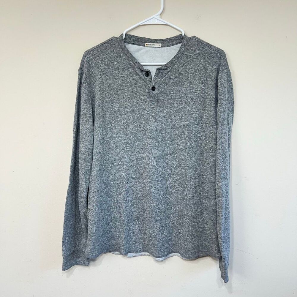 Marine Layer Gray Long Sleeve Henley Men large